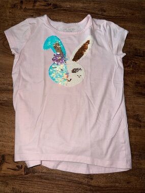 The Children's Place Light Pink Sequin Bunny Tee